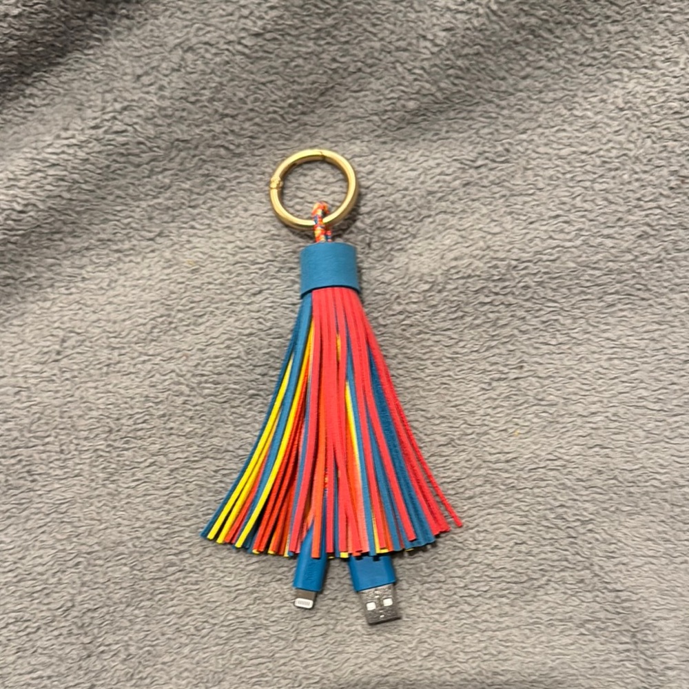 Colorful Tassel Keychain with USB Charging Cables